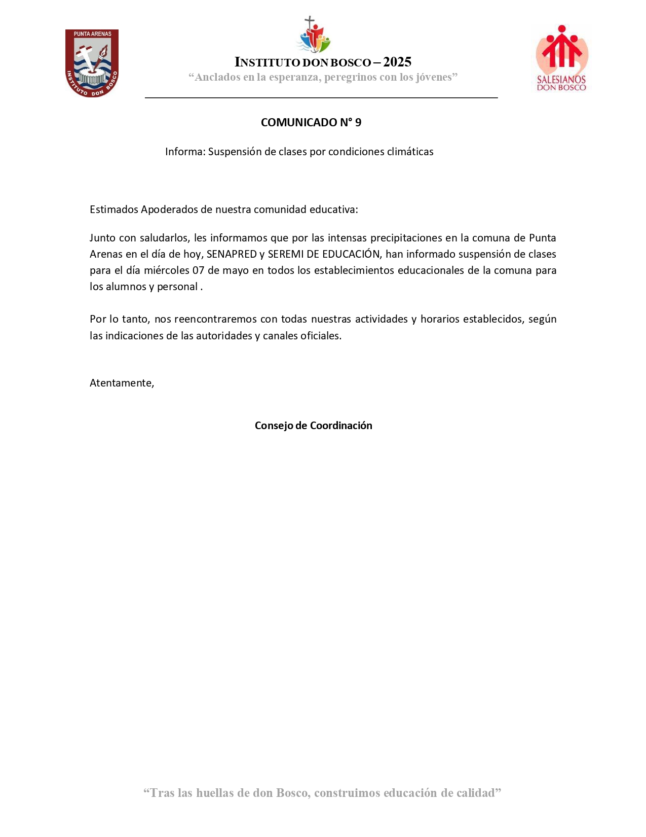 comunicado 9 SUSPENSION DE CLASES page 0001